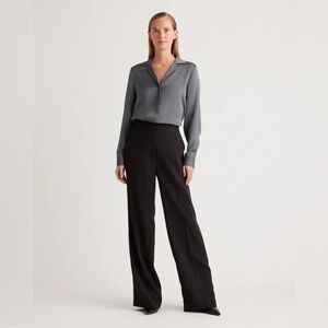 Quince Stretch Crepe Classic Trouser Pants Sz 10 Black Minimalist Career Office